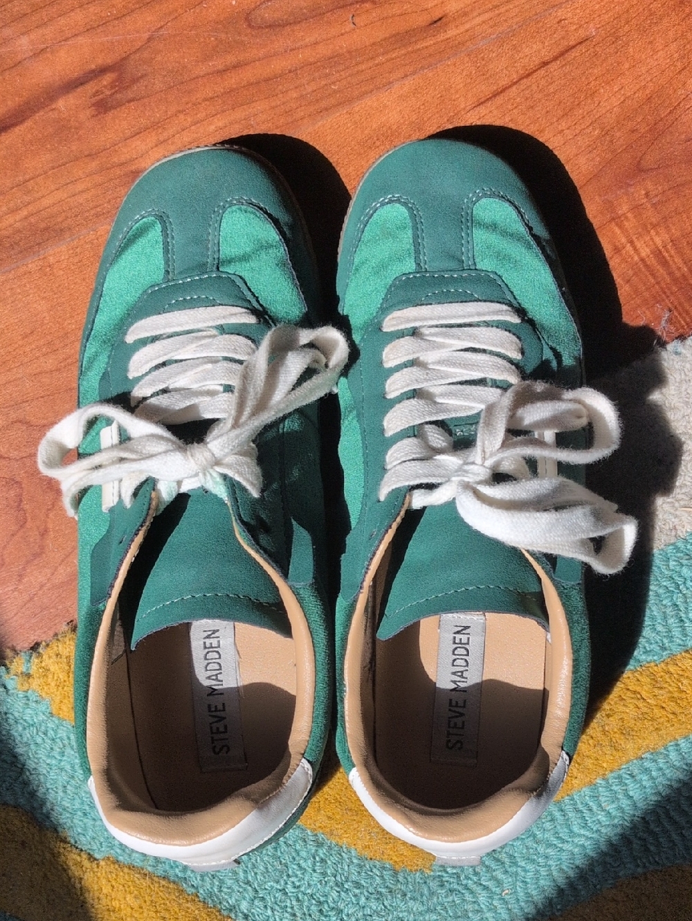 Steve Madden Green Suede Low-Top Sneakers with White Laces